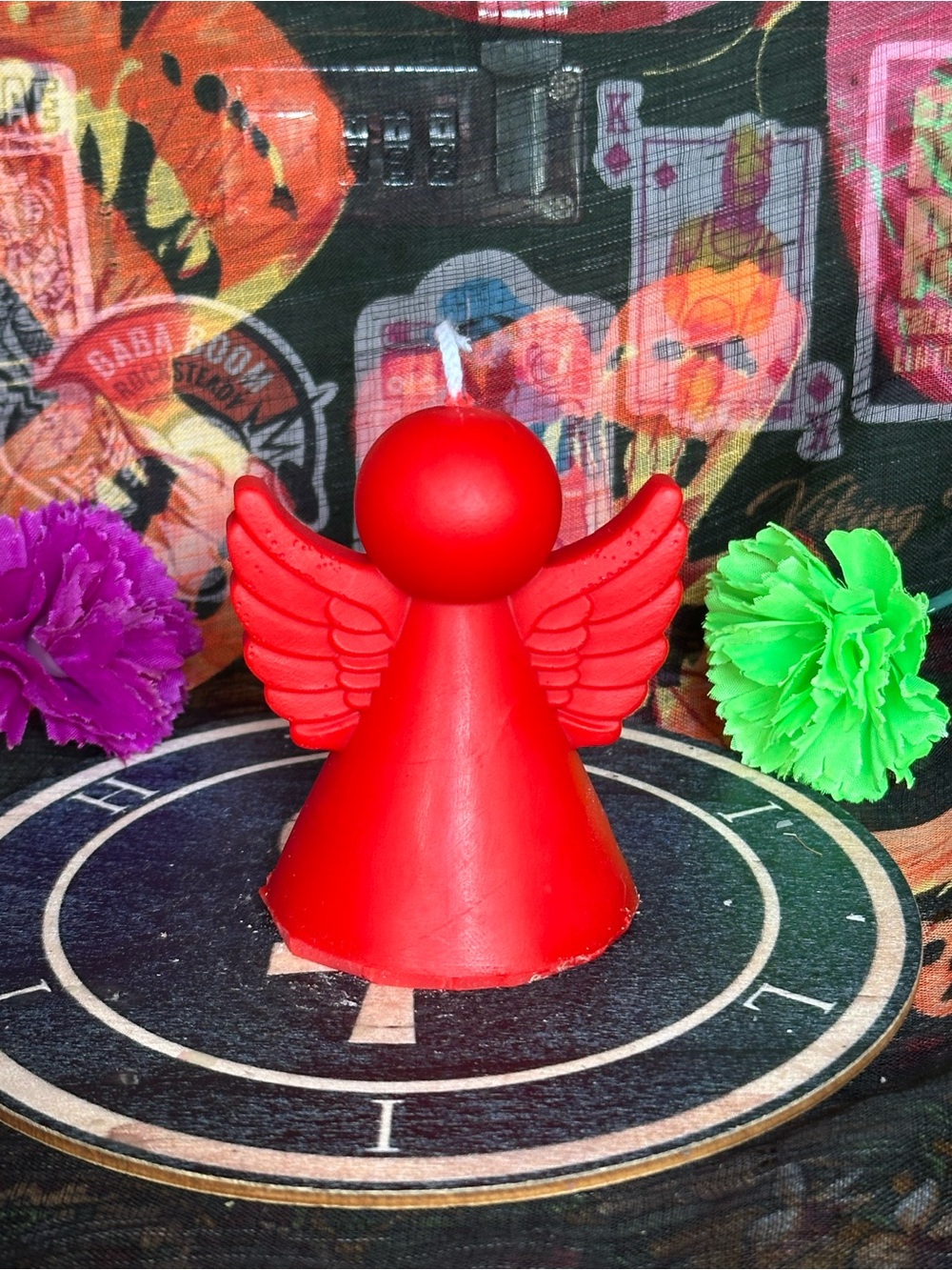 Handmade Red Angel Candle – Winged Guardian Candle